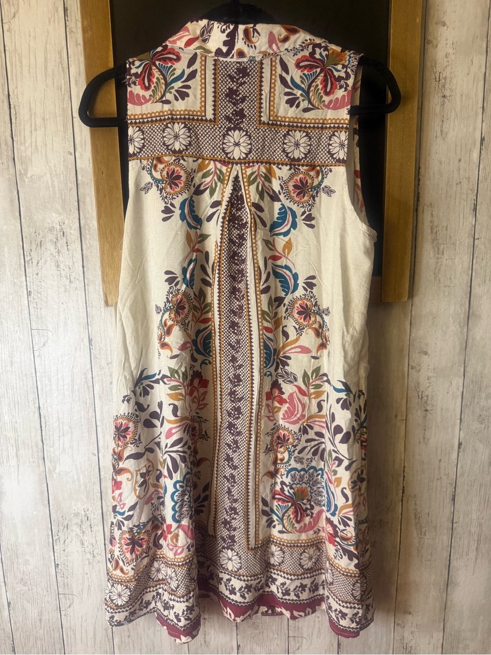 NWT Anthropologie FIG & FLOWER Boho Midi Dress M Linen Rayon Floral Button Down - Picture 6 of 8